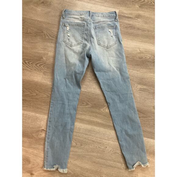 Vanilla Star Mid Rise Skinny Jeans Blue Size 27 Embellished Ripped Juniors‎ - Picture 3 of 11